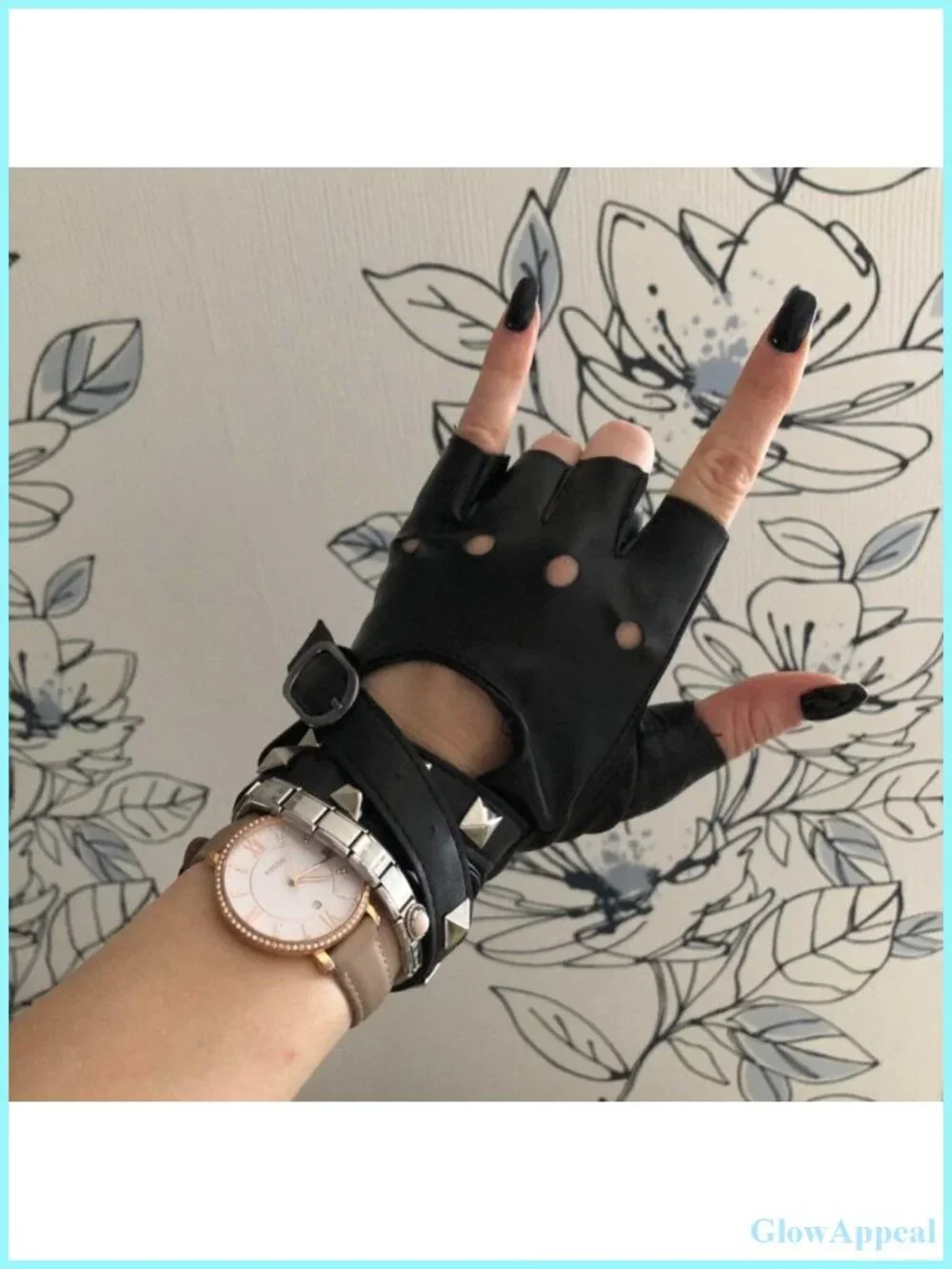 Faux Leather Fingerless Gloves Women Punk Gothic Cosplay Biker Motorcycle